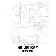 Obraz premium Milwaukee Wisconsin. US street map with black and white lines.
