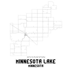 Minnesota Lake Minnesota. US street map with black and white lines.