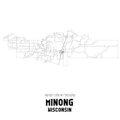 Minong Wisconsin. US street map with black and white lines.