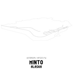 Minto Alaska. US street map with black and white lines.