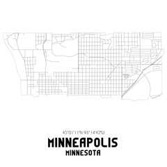 Minneapolis Minnesota. US street map with black and white lines.