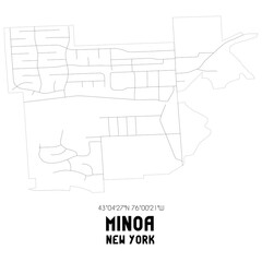 Minoa New York. US street map with black and white lines.