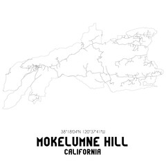 Fototapeta premium Mokelumne Hill California. US street map with black and white lines.