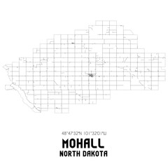 Mohall North Dakota. US street map with black and white lines.