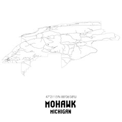 Fototapeta na wymiar Mohawk Michigan. US street map with black and white lines.