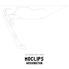 Moclips Washington. US street map with black and white lines.