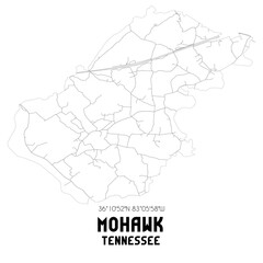 Mohawk Tennessee. US street map with black and white lines.