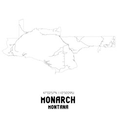 Monarch Montana. US street map with black and white lines.