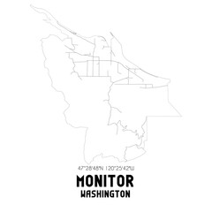 Monitor Washington. US street map with black and white lines.