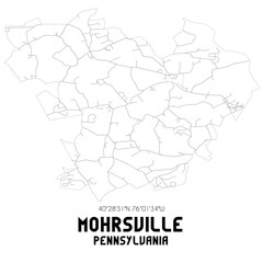 Mohrsville Pennsylvania. US street map with black and white lines.