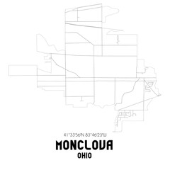 Monclova Ohio. US street map with black and white lines.
