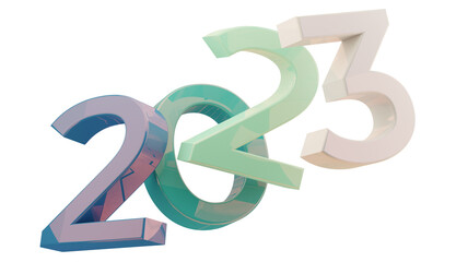 year symbol 2023 blue to white 3d-illustration