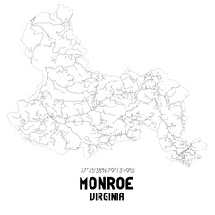 Monroe Virginia. US street map with black and white lines.