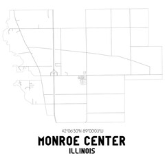 Monroe Center Illinois. US street map with black and white lines.
