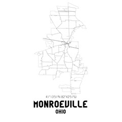 Monroeville Ohio. US street map with black and white lines.