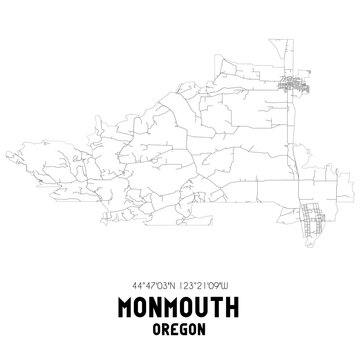 Monmouth Oregon. US Street Map With Black And White Lines.