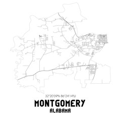 Fototapeta na wymiar Montgomery Alabama. US street map with black and white lines.