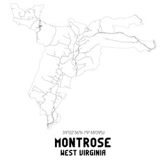 Montrose West Virginia. US street map with black and white lines.