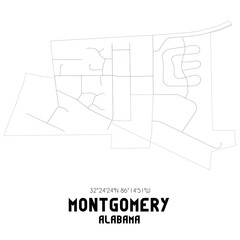 Montgomery Alabama. US street map with black and white lines.