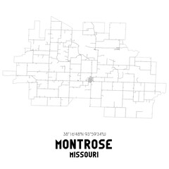 Montrose Missouri. US street map with black and white lines.