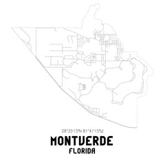 Montverde Florida. US street map with black and white lines.