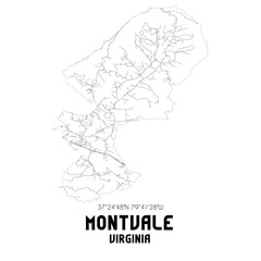 Montvale Virginia. US street map with black and white lines.