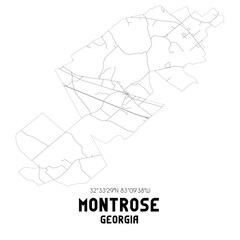 Montrose Georgia. US street map with black and white lines.
