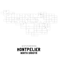 Montpelier North Dakota. US street map with black and white lines.