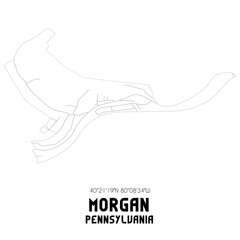 Morgan Pennsylvania. US street map with black and white lines.