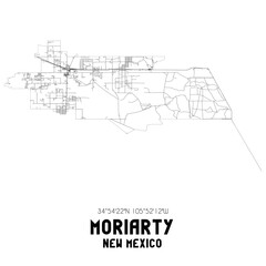 Moriarty New Mexico. US street map with black and white lines.