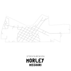 Morley Missouri. US street map with black and white lines.