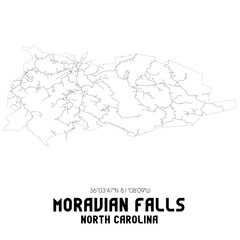Moravian Falls North Carolina. US street map with black and white lines. © Rezona