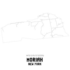 Moriah New York. US street map with black and white lines.