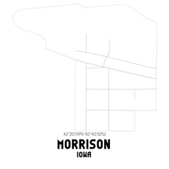 Morrison Iowa. US street map with black and white lines.