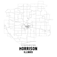 Morrison Illinois. US street map with black and white lines.