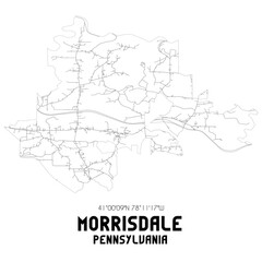 Morrisdale Pennsylvania. US street map with black and white lines.