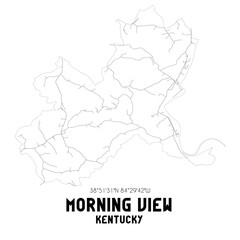 Morning View Kentucky. US street map with black and white lines.
