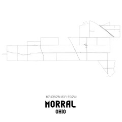 Morral Ohio. US street map with black and white lines.
