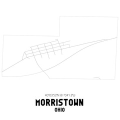 Morristown Ohio. US street map with black and white lines.