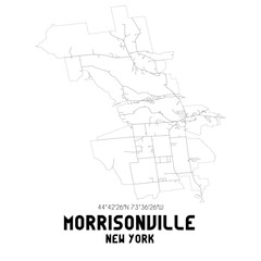 Morrisonville New York. US street map with black and white lines.