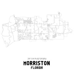 Morriston Florida. US street map with black and white lines.