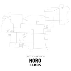 Moro Illinois. US street map with black and white lines.