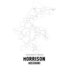 Morrison Missouri. US street map with black and white lines.