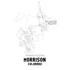 Morrison Colorado. US street map with black and white lines.