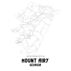 Mount Airy Georgia. US street map with black and white lines.