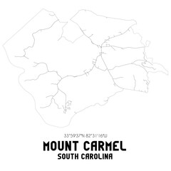 Mount Carmel South Carolina. US street map with black and white lines.