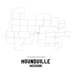 Moundville Missouri. US street map with black and white lines.