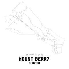 Mount Berry Georgia. US street map with black and white lines.