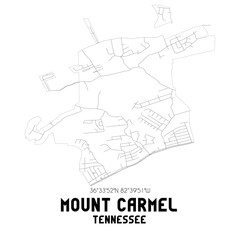 Mount Carmel Tennessee. US street map with black and white lines.