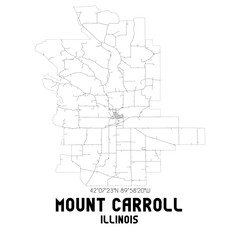 Mount Carroll Illinois. US street map with black and white lines.